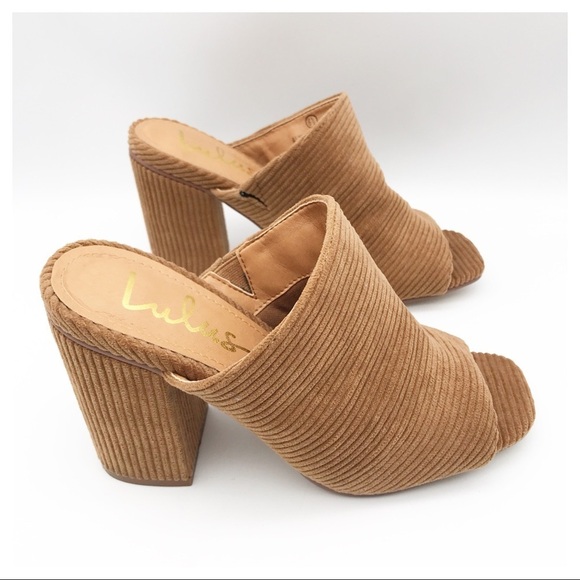Lulus Raelynn Corduroy Peep-Toe Mules Size 6.5 - Picture 6 of 12